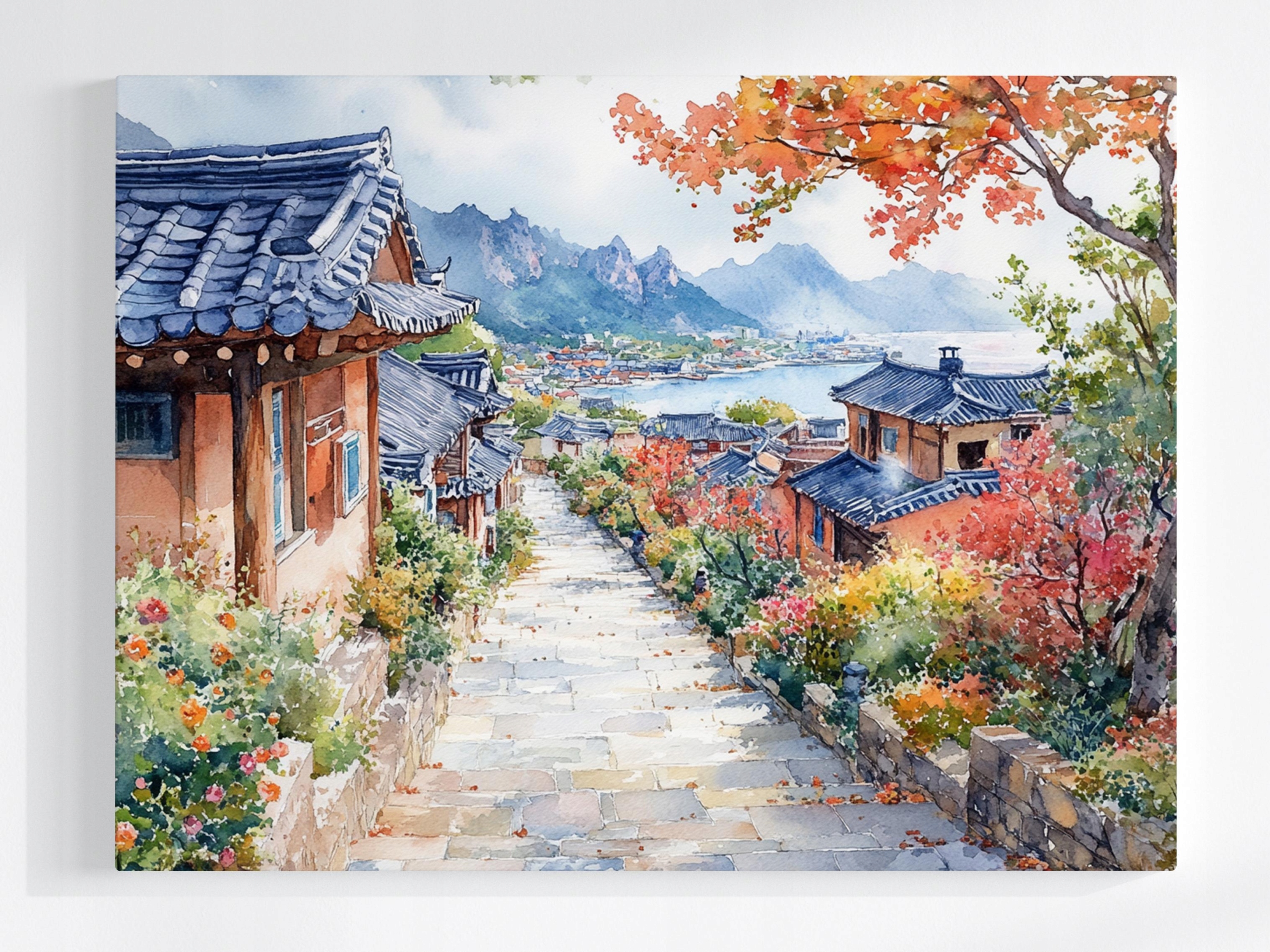 Obraz Na Plátně Canvas Hanok Tradiční Korea Hory Podzim Zátoka 100x75