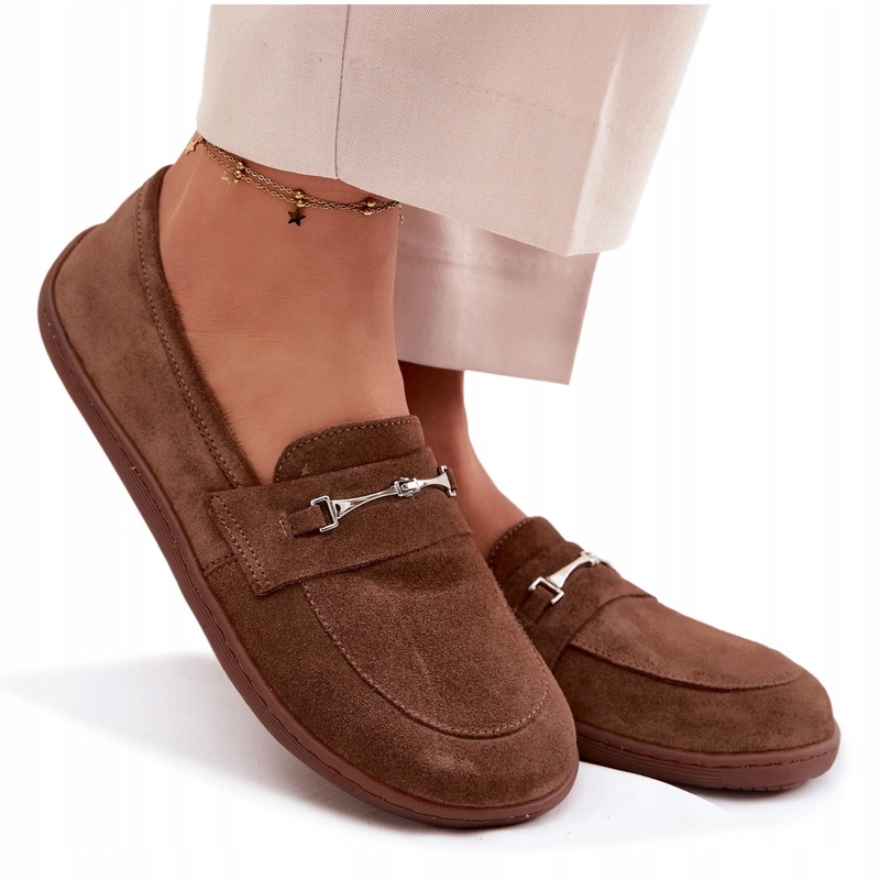 Dámské Barefoot Mokasíny Kůže Semiš Ploché Zazoo 322 Hnědé 40