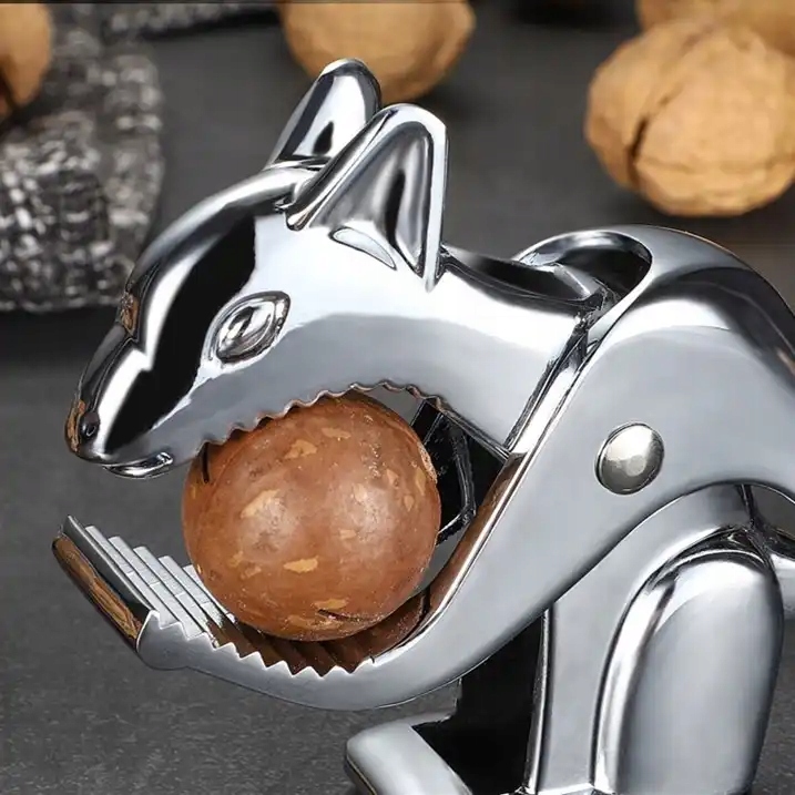 DZIADEK DO ORZECHÓW WIEWIÓRKA STALOWY MOCNY WYGODNY REGULOWANY Kolor dominujący srebrny