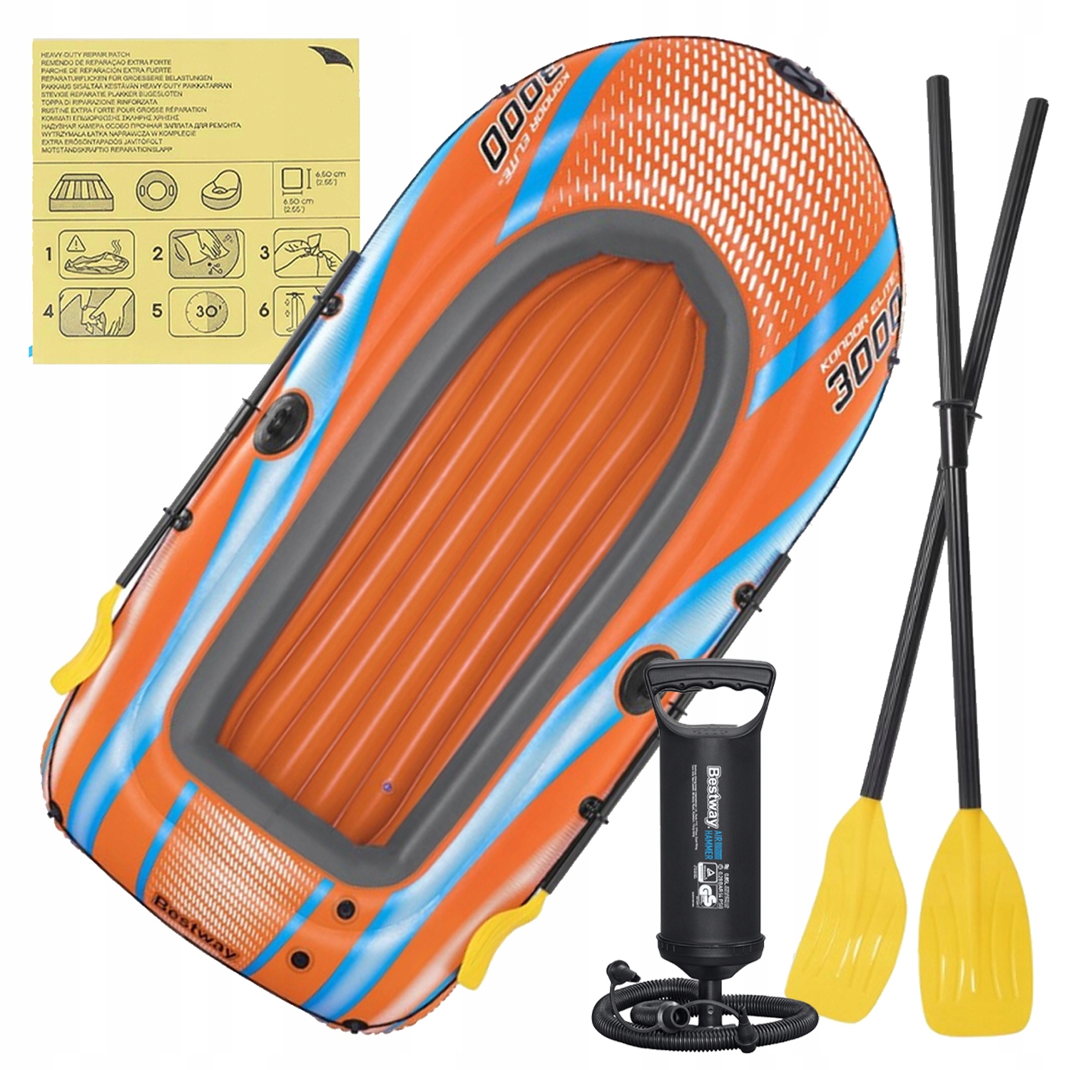 Nafukovací Raft 3-LŮŽKOVÝ 246x122 cm Kondor Elite 3000 Bestway 61145 sada
