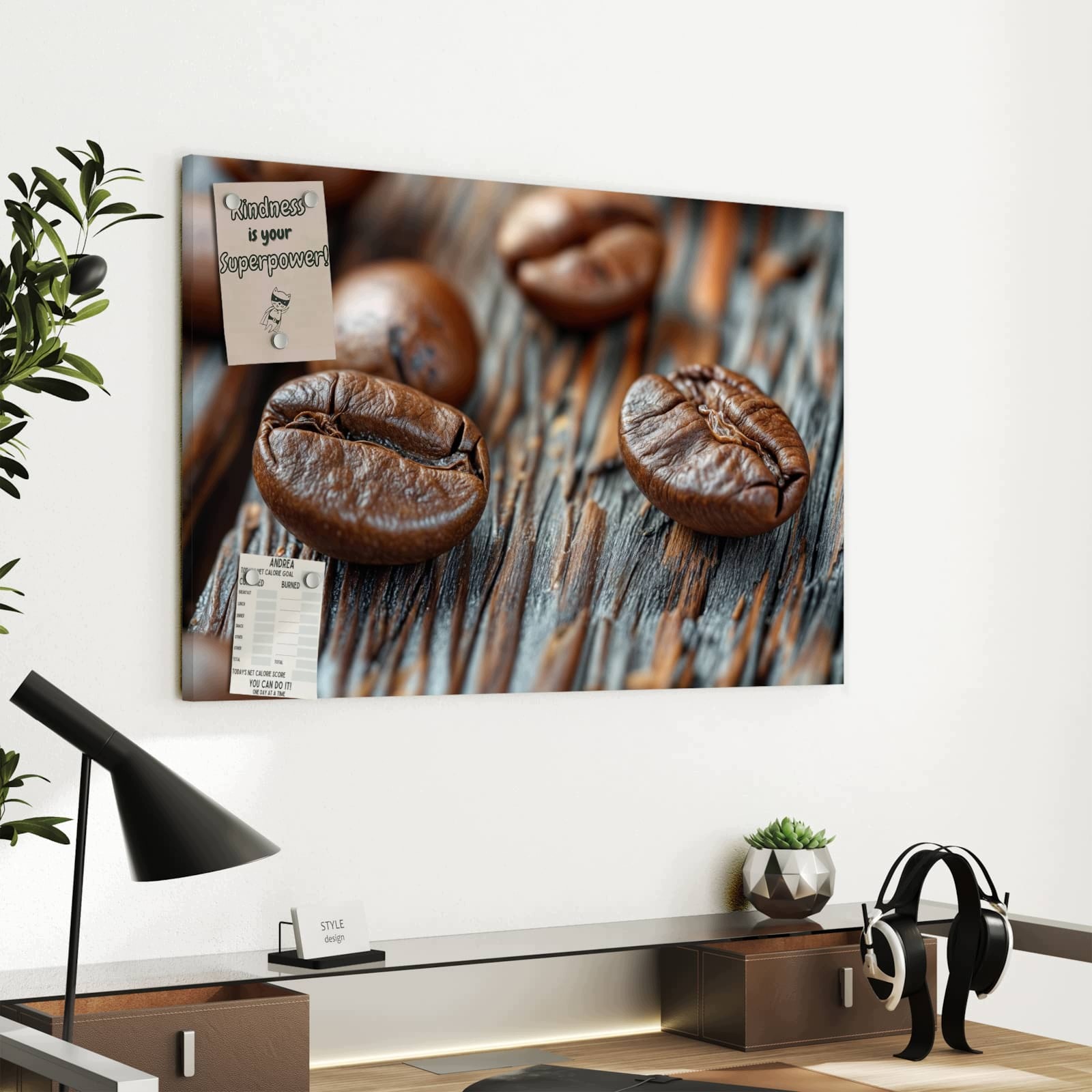 Magnetická tabule Jemné Zrna kávy 60 × 40 cm