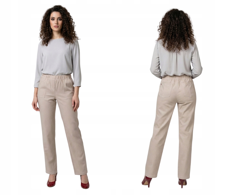 Lněné letní kalhoty Cevlar regular barva světle béžová velikost 42-58