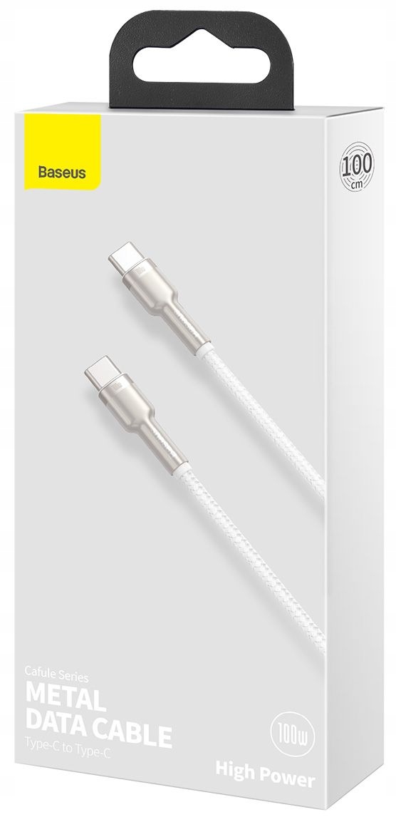 BASEUS Szybki Kabel USB-C USB -C 1m PD 100W Duża Moc Cafule Metal z Oplotem Konstrukcja oplot