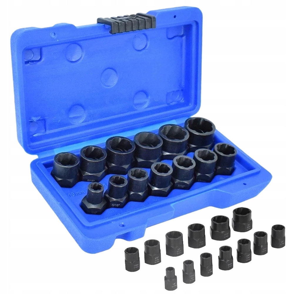 Nasadki Do Uszkodzonych Obrobionych Śrub Nakrętek Odkręcania 13X Zestaw