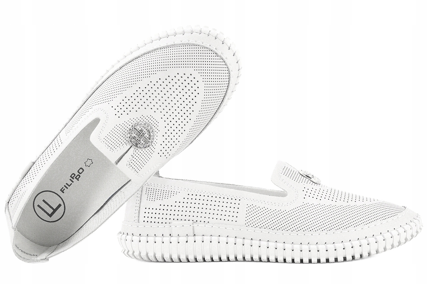 Filippo DP6838 Ažurové Mokasíny Dámské Kožené Polobotky bílé 40 Bílá