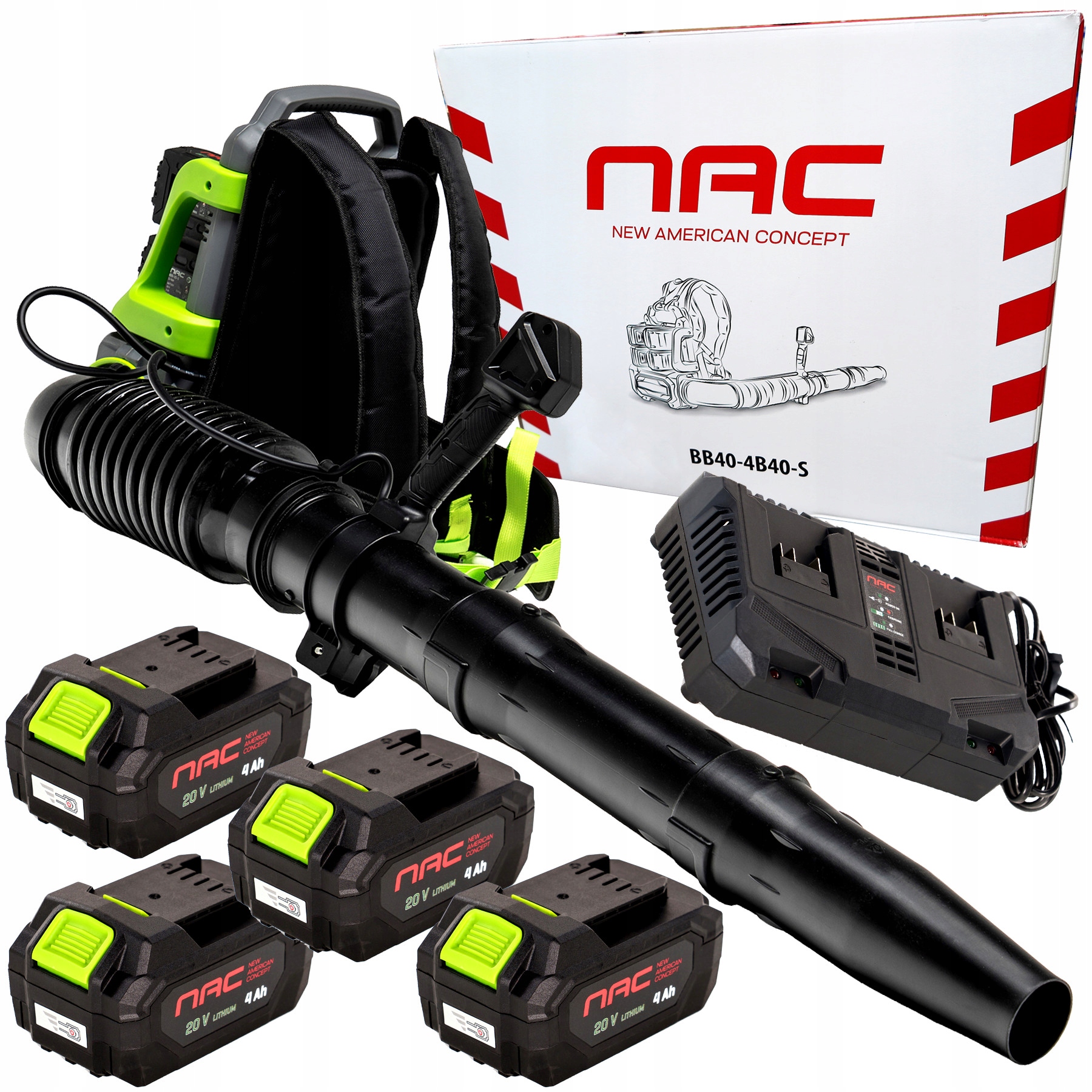 Dmuchawa do liści akumulatorowa Nac BB40-4B40-S Plecakowa 4 x 4Ah