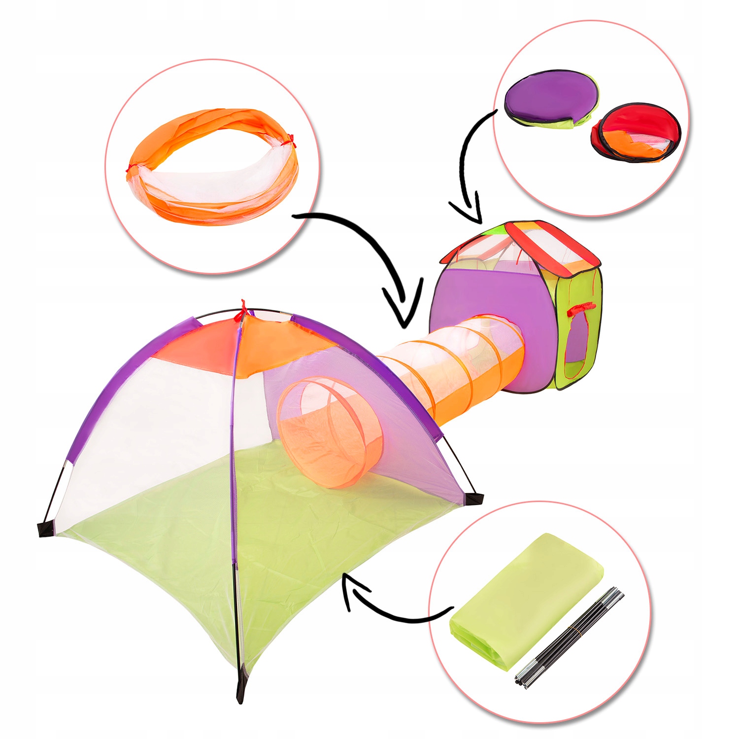 Namiot Tunel 3w1 DLA DZIECI Plac Zabaw 900 piłek Akcesoria w zestawie piłki tunel