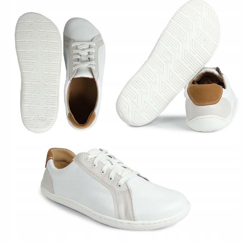 Wasak 0743 Barefoot Bílé Kožené Tenisky Polobotky 40