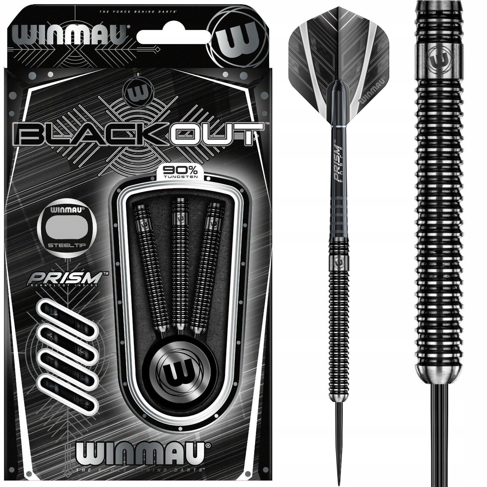Lotki Rzutki Dart Winmau Blackout 90% Wolfram 22g