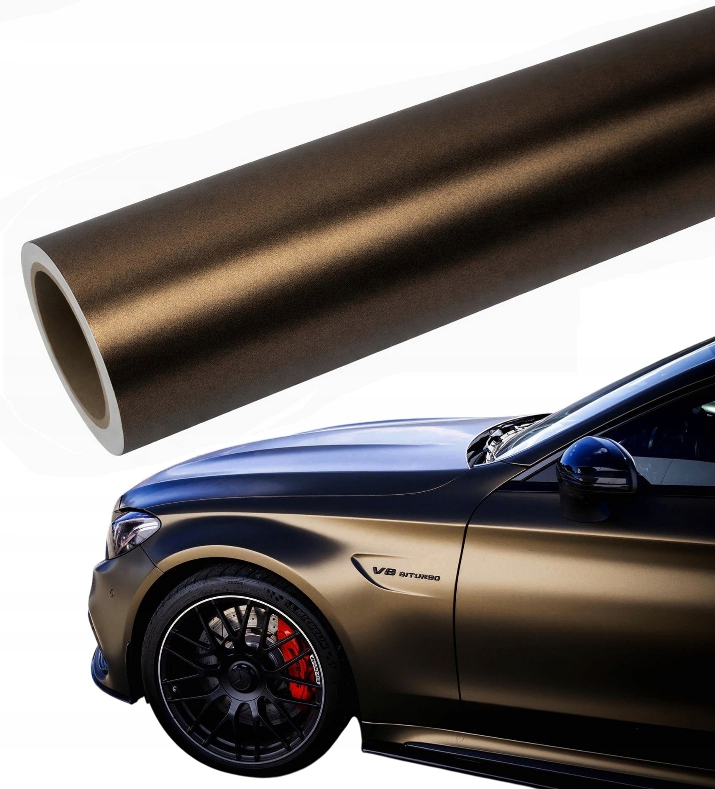 Fólie Hnědá Diamantová Perla 2 m x 152 cm Automobilová Hnědá Zlatá Oklena Mat