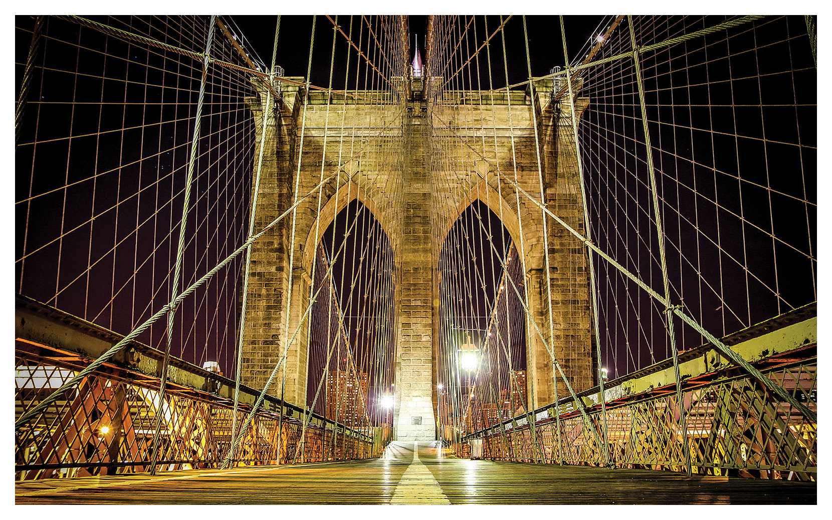 Fototapeta Brooklynský most v noci, New York, světla 368x254 lepidlo