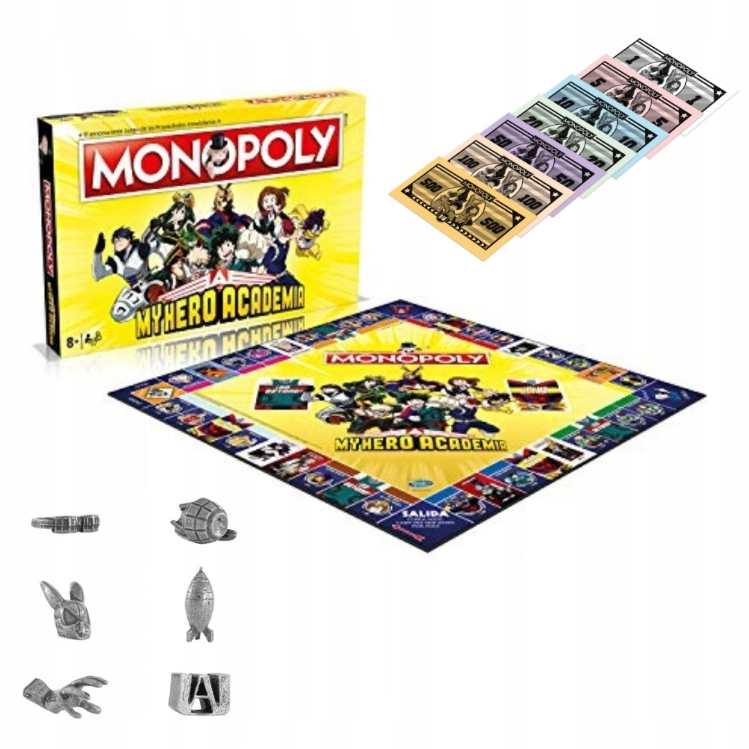 Monopoly My Hero Academia Gra Planszowa 6 Pionków Kolekcjonerskich