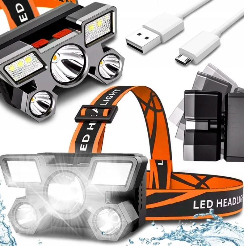 Latarka Czołowa Led Reflektor Czołówka 9Xled