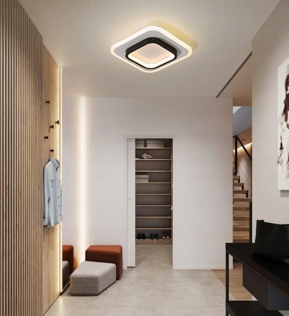 Nuodifan Moderní stropní svítidlo Led 2 světelné zdroje (černá) čtvercová