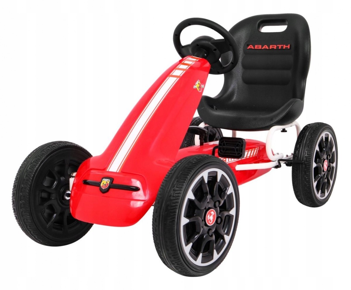 Gokart Abarth na pedały dla dzieci Czerwony Koła Eva Hamulec ręczny W
