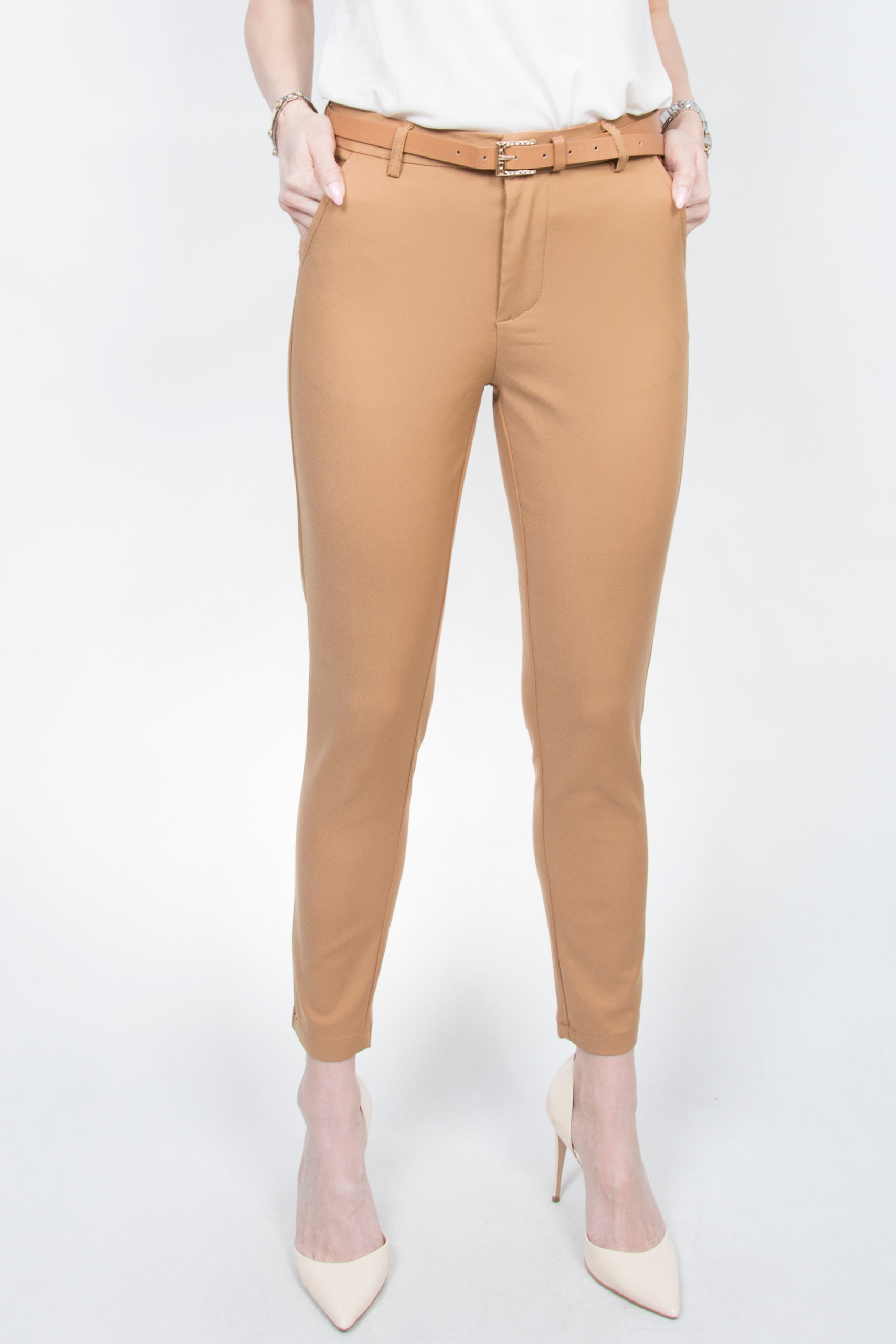 #CAMEL ELEGANCKIE SPODNIE CYGARETKI Push-up roz.44 Wzór dominujący bez wzoru