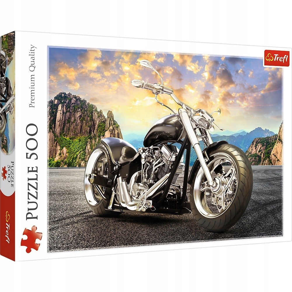 Puzzle 500 elementów Czarny motocykl TANIE PUZZLE! Marka Trefl