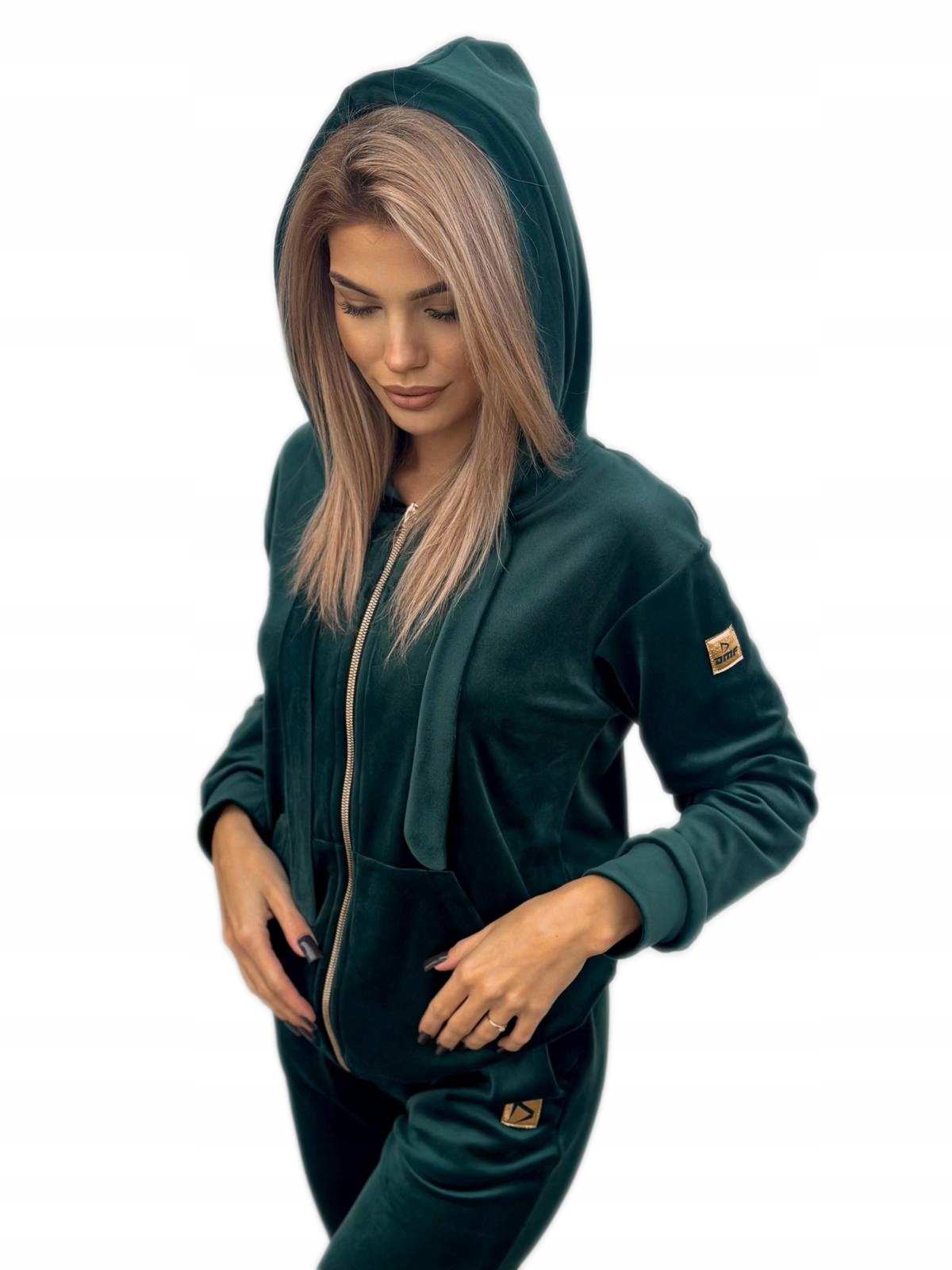 Piękny Komplet dresowy welur dres welurowy bluza rozpinana kangurek Dmf