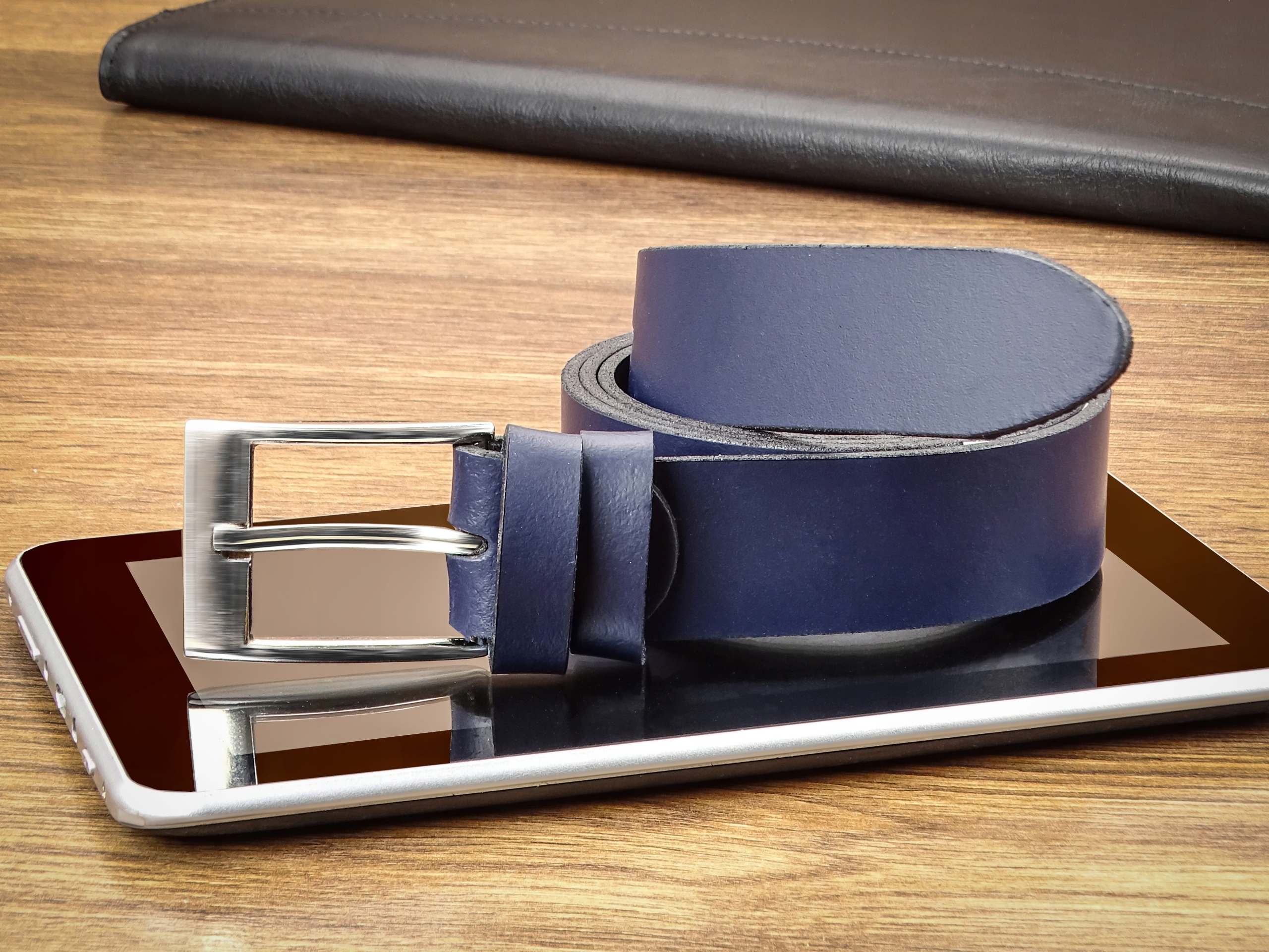 PASEK SKÓRZANY MĘSKI Granat do SPODNI SZORTÓW PAS WĄSKI SKÓRA GRACIO Marka Gracio