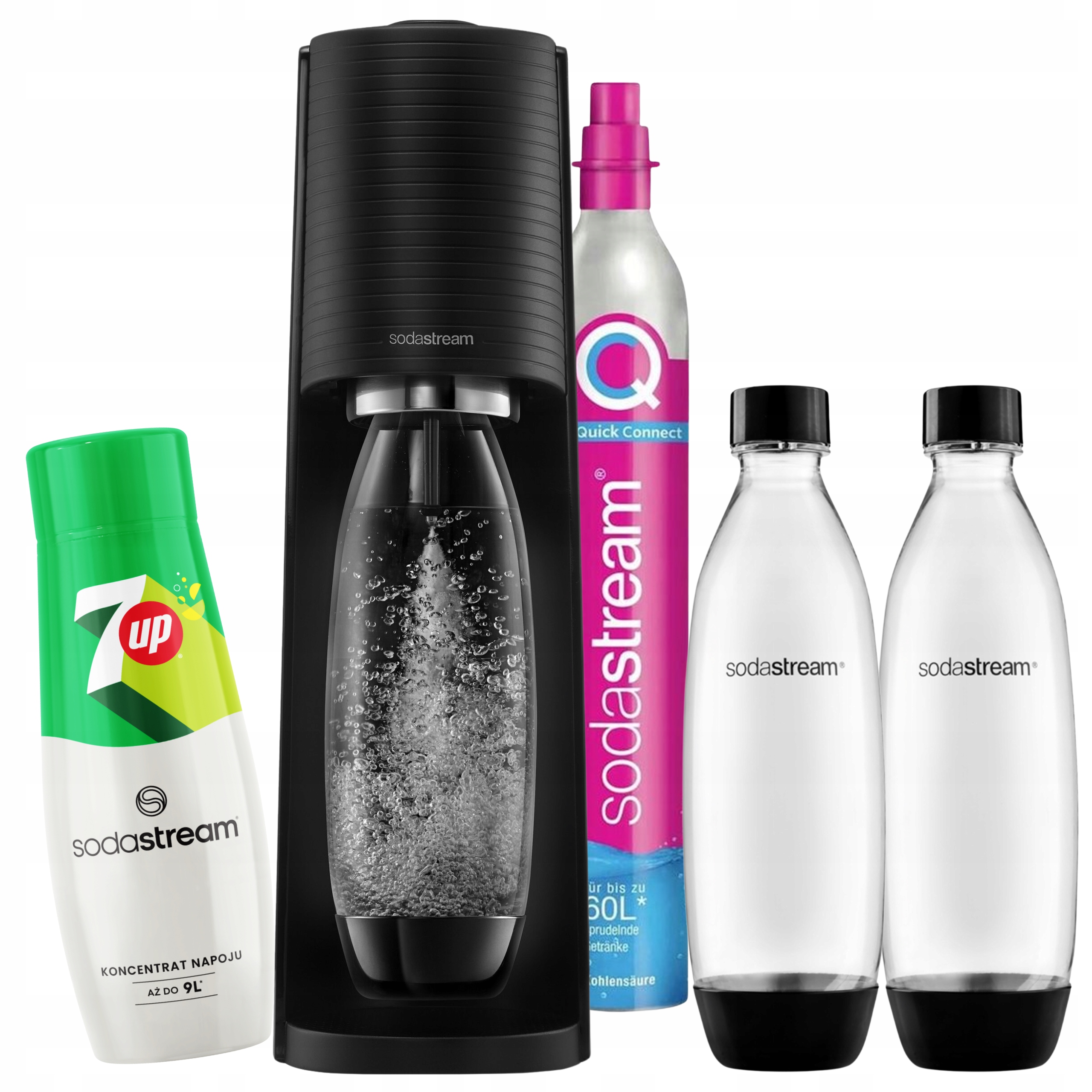 SodaStream výrobník sody, sifon na perlivou vodu Terra 2 lahve 1 l 7UP sirup