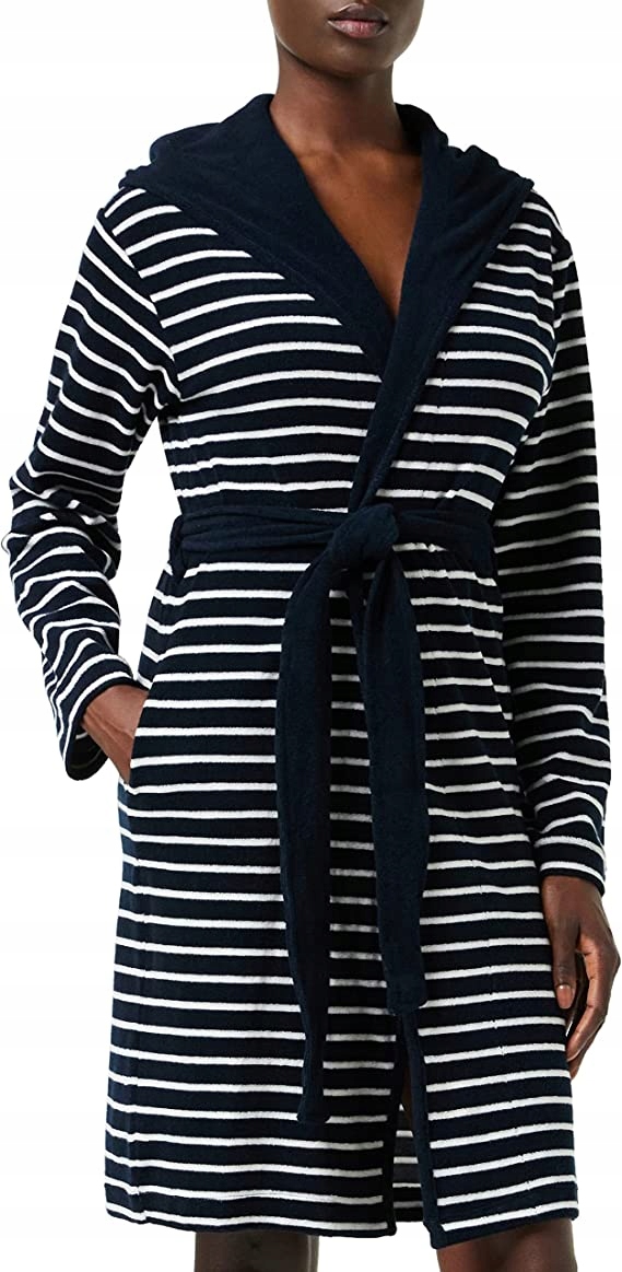 Schiesser Dámský Župan Tmavě Modrý S Pruhy 36 6F