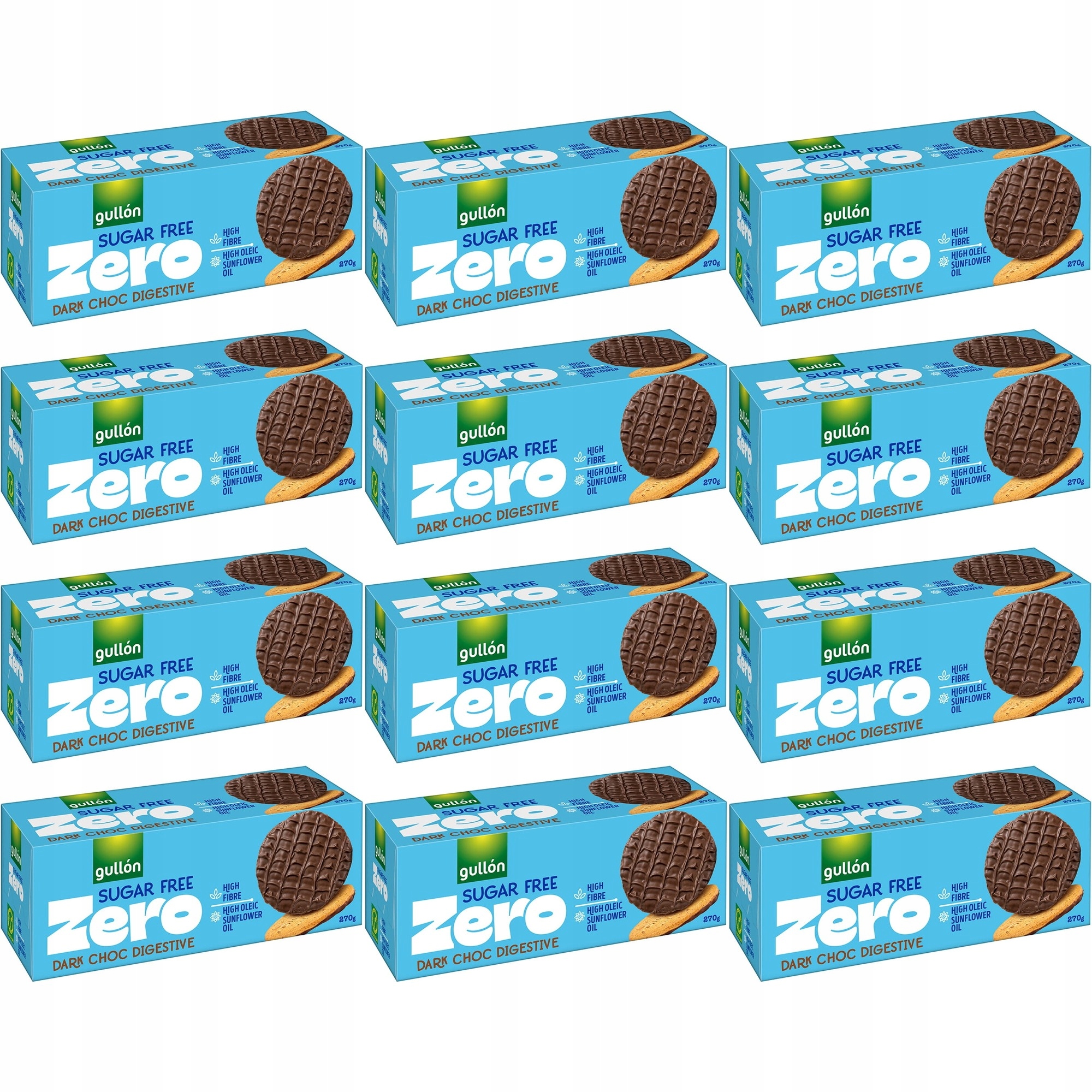 Zestaw 12 x Gullon Ciasteczka pełnoziarniste maczane w czekoladzie bez