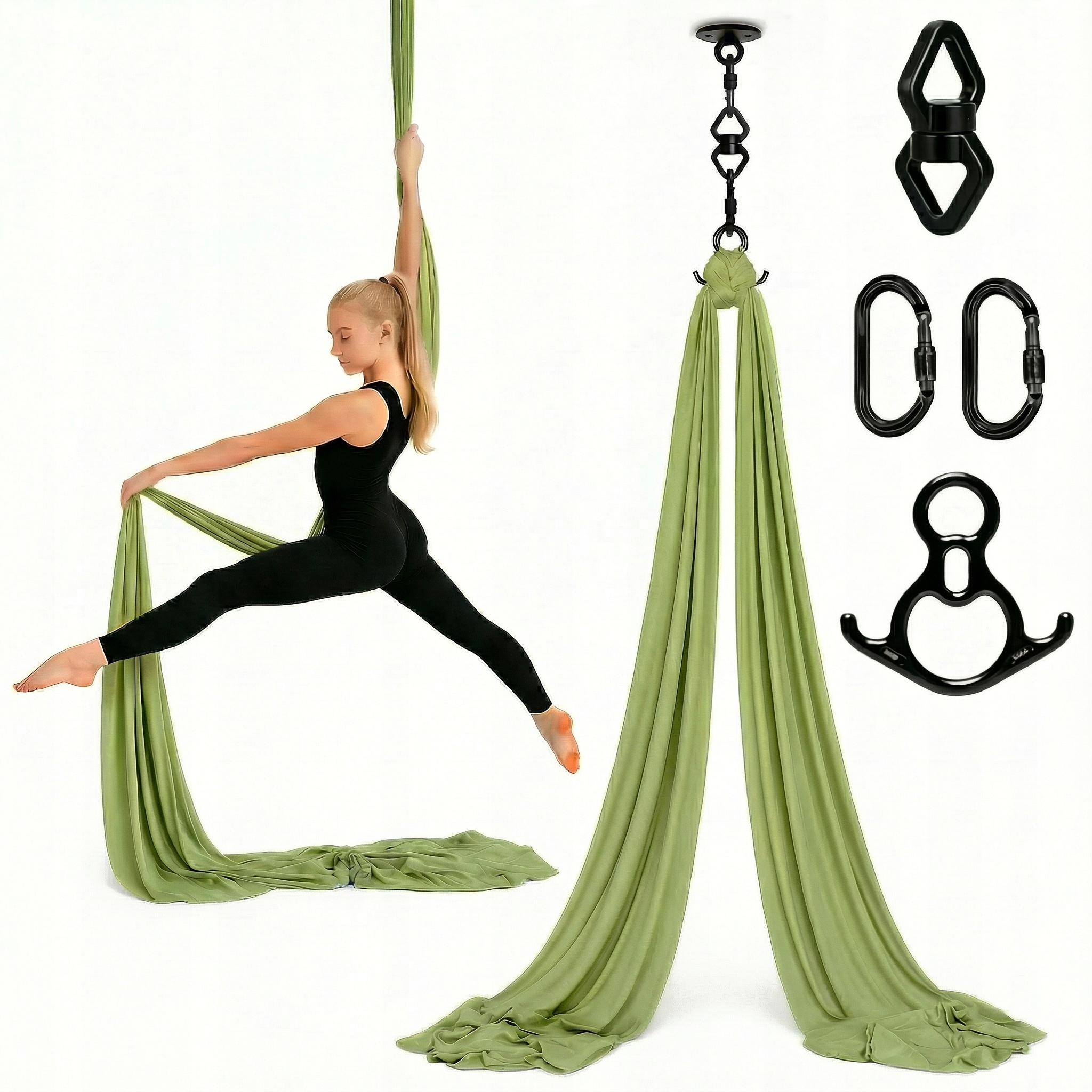 Szarfa akrobatyczna aerial silk 6 m Pistacjowy