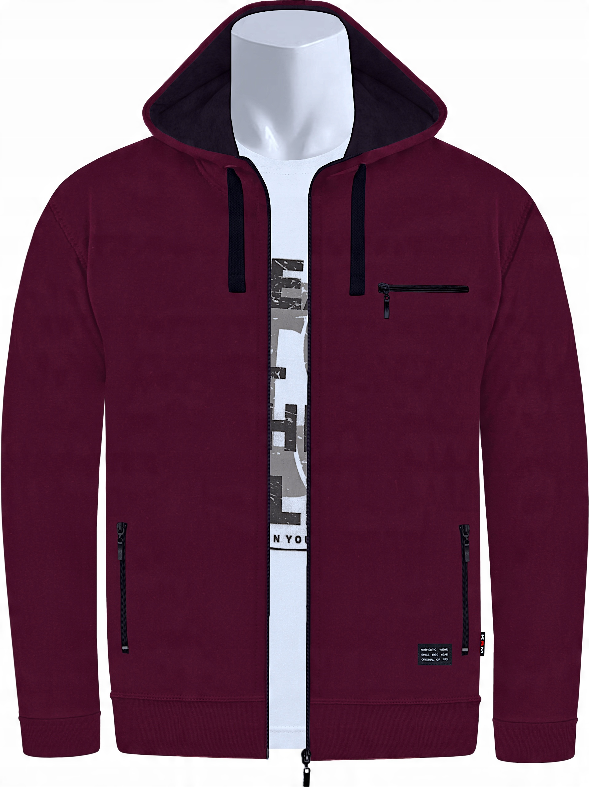 

Bluza Rozpinana Z Kapturem 6XL burgund/cz Jakość
