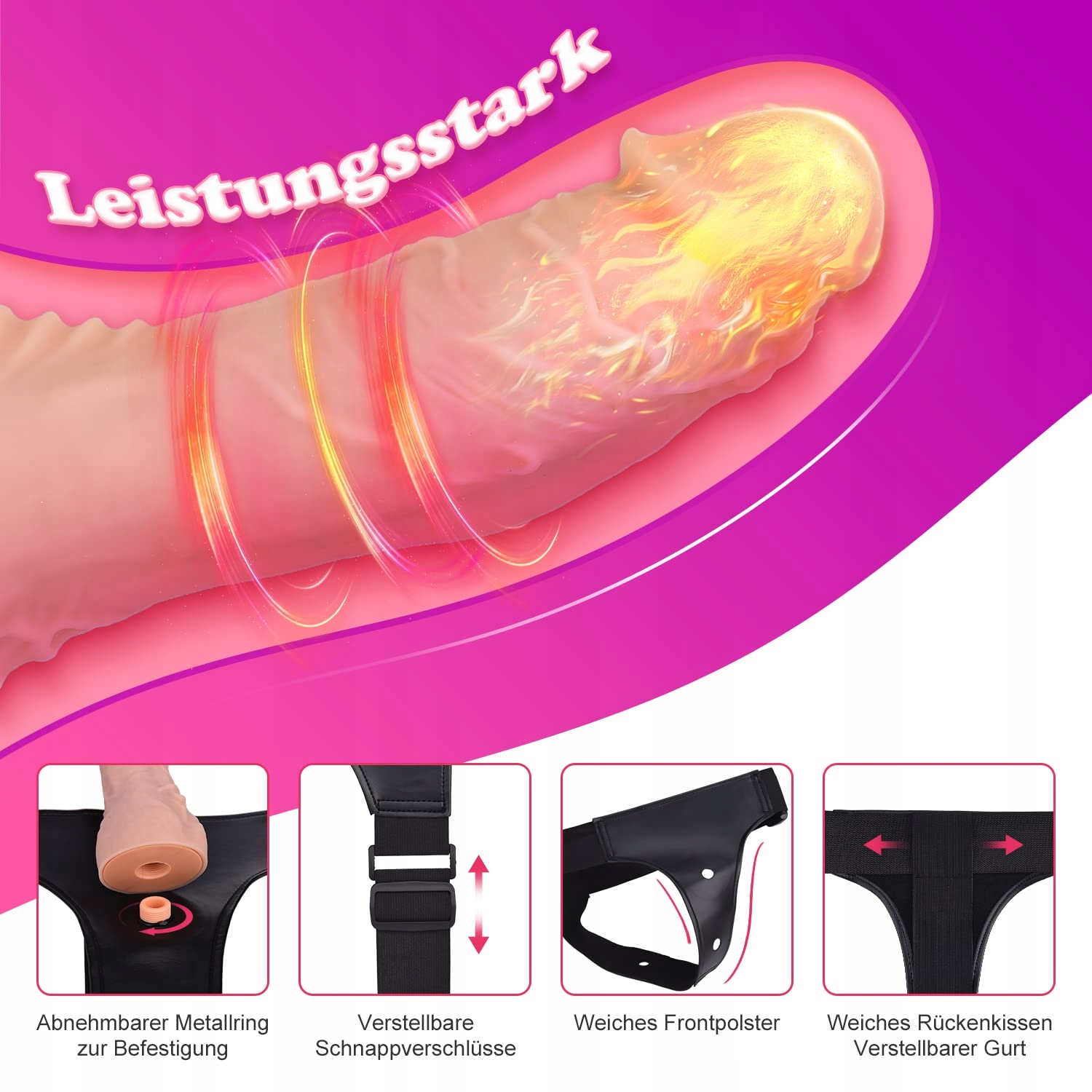 UTIMI Strapon Dildo Zestaw z 2 Silikonowymi Dildami Regulowana Uprząż — miniatura 2