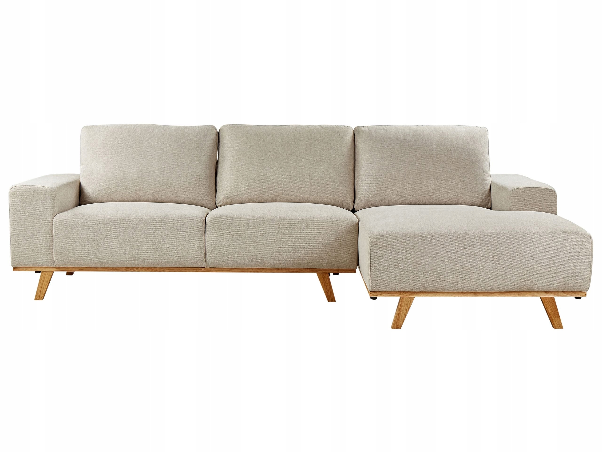 Sofa narożna z poduchami kolor beżowy