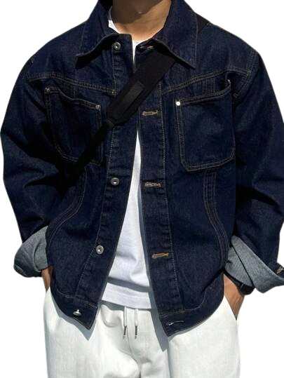Dazy Pánská Džínová Bunda S Kapsou Na Knoflíky, Tmavě Modrá, Velikost XL 1HB