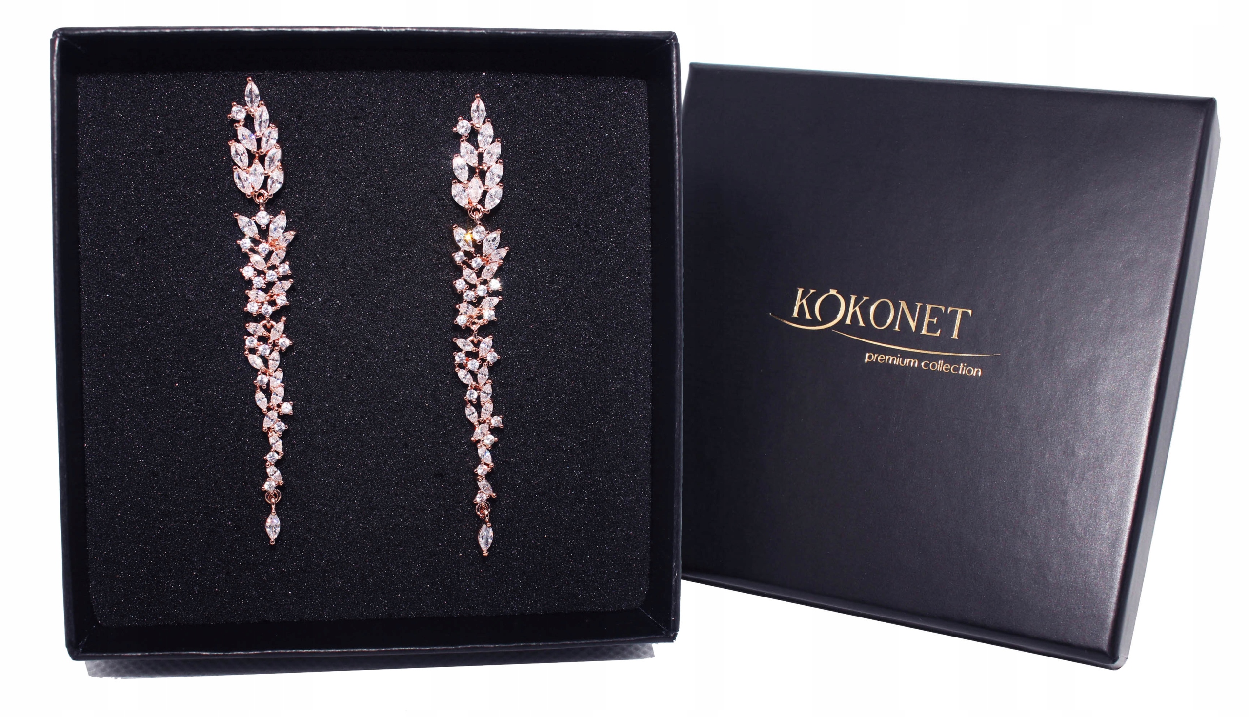 Náušnice dlouhé svatební Vkus s klasou Růžové Zlato