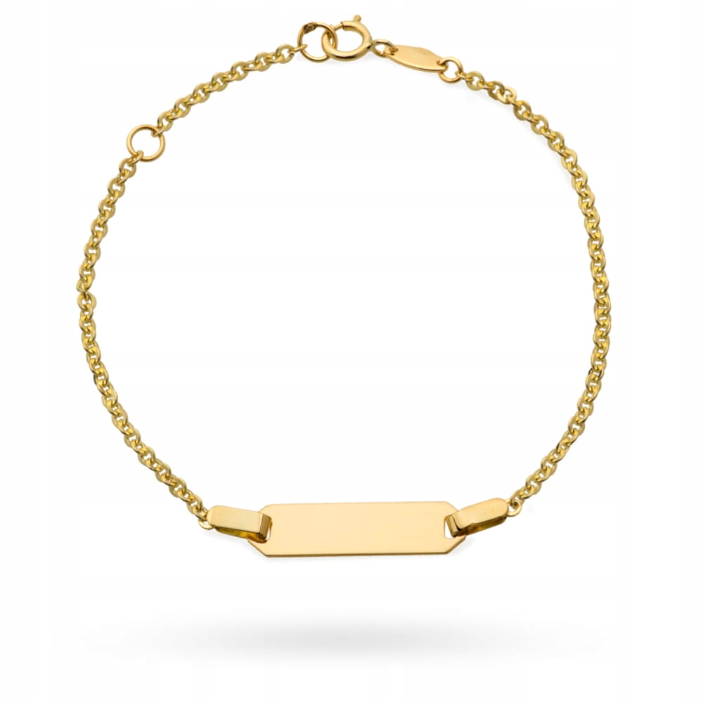 Zlatý náramek dětský 585 Plech na řetízku ankr s plechem 1.83 g