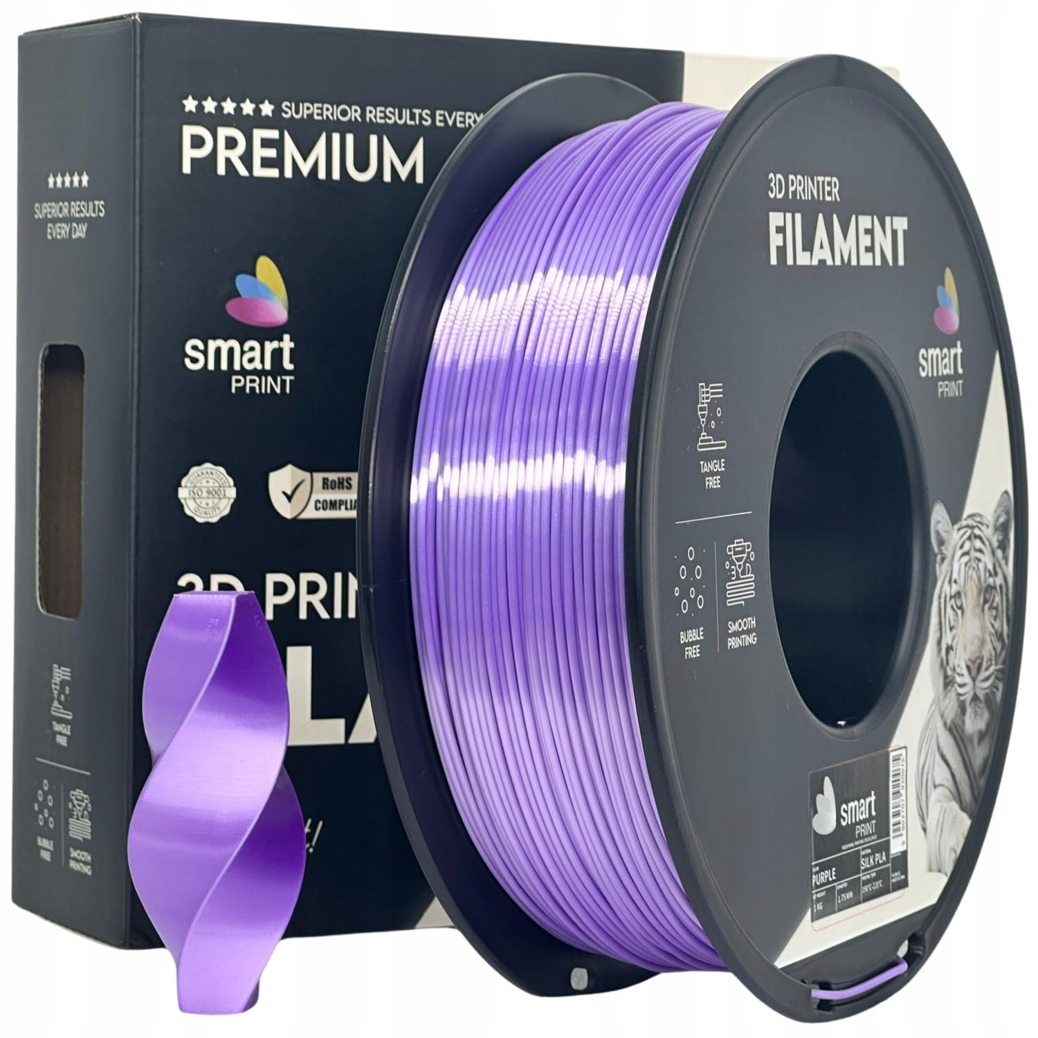 4 x Filament Smart Print Silk Pla Fioletowy Jedwabny Połysk 1.75mm 1kg