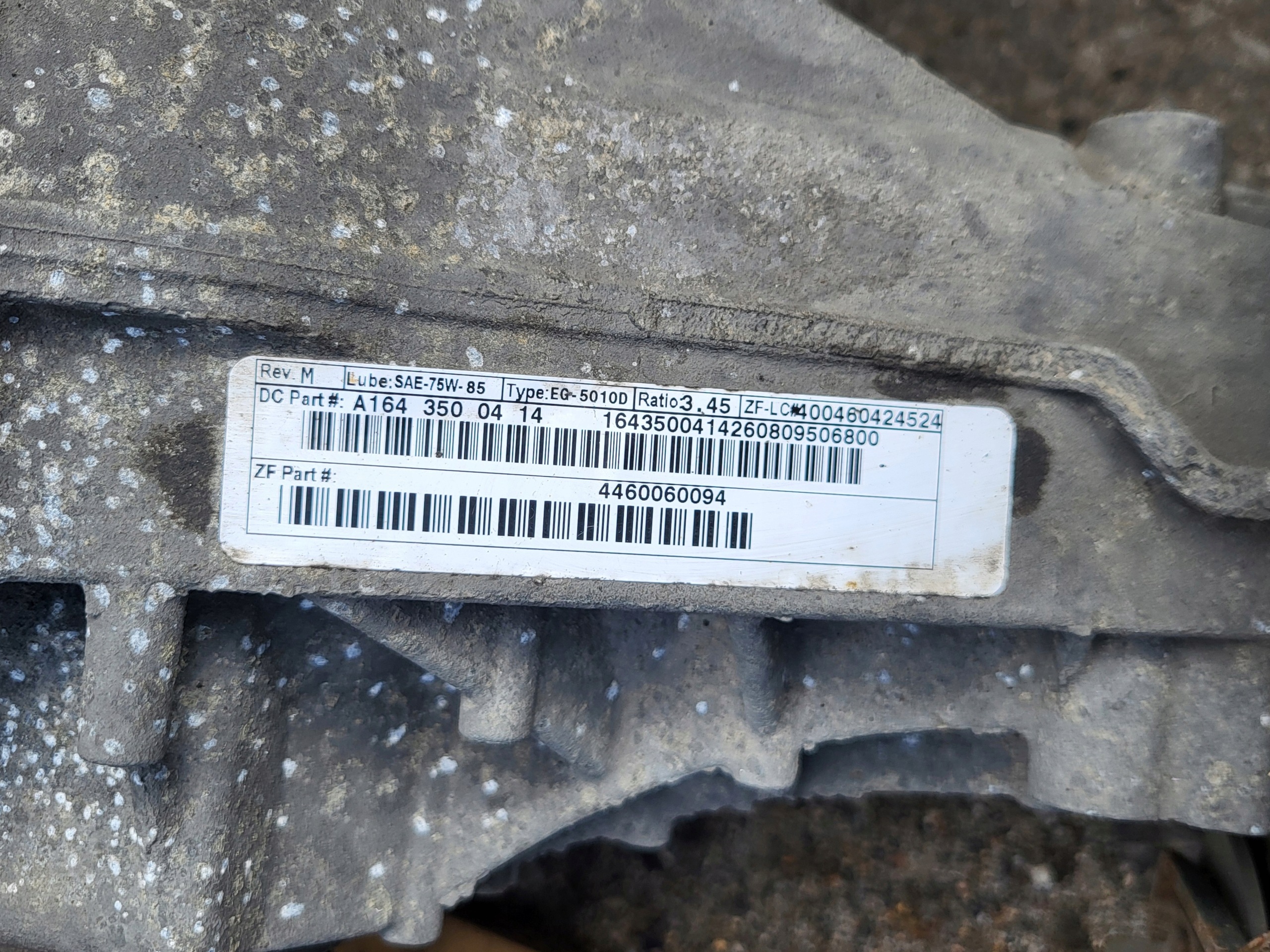 hátsó differenciál differenciál 3,45 MERCEDES ML W164 320 CDI OE A1643500414