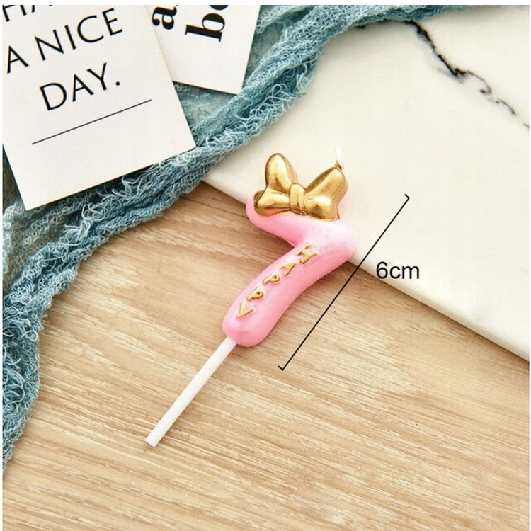 Świeczki Cyferki Na Tort Różowe z Kokardką-Numer 7 EAN (GTIN) 5904541002828