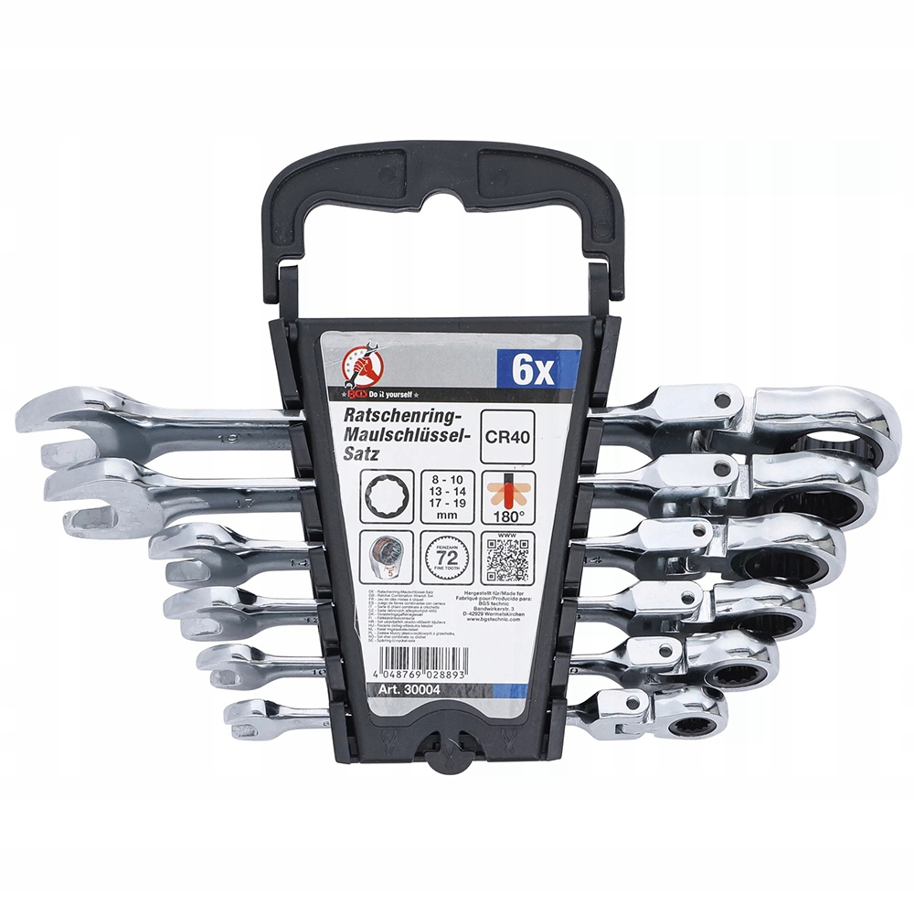 Sada 6 očkoplochých klíčů s ráčnou 8-19 mm, Bgs Diy 30004