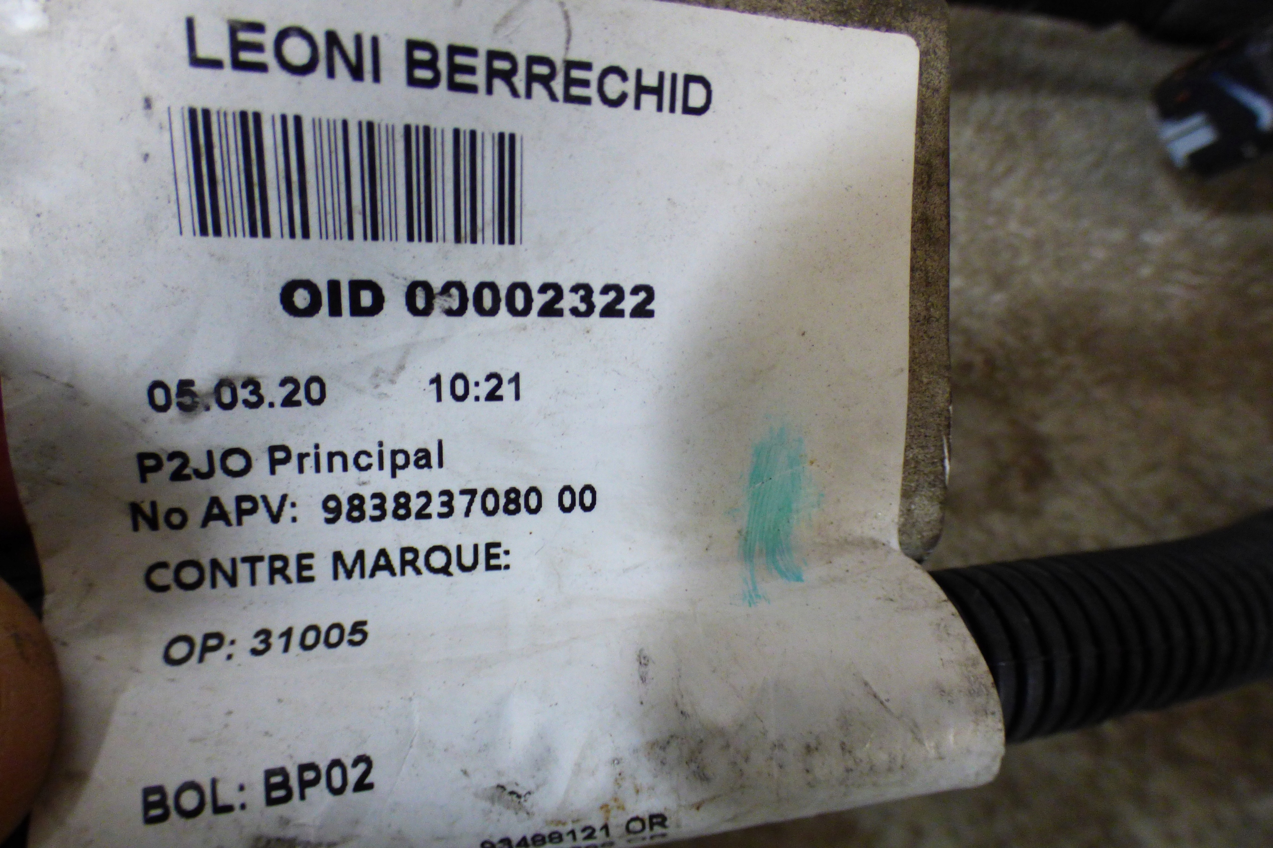 cablaggio komory Motore 9838237080 OPEL CORSA F 1.5CDTI