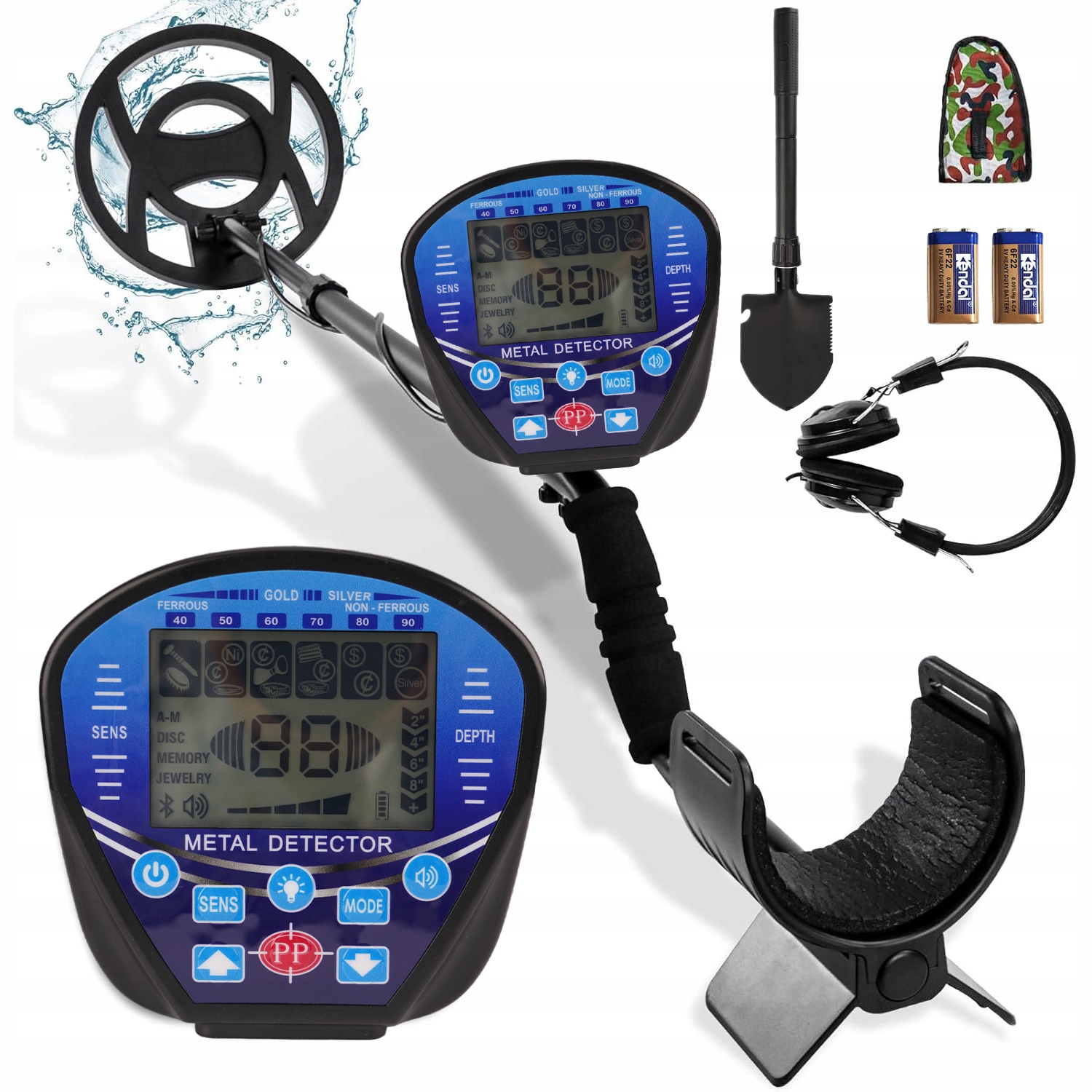 Detektor Kovů Skládací Detektor Kovu Hledání Pokladů 104-130 cm LCD