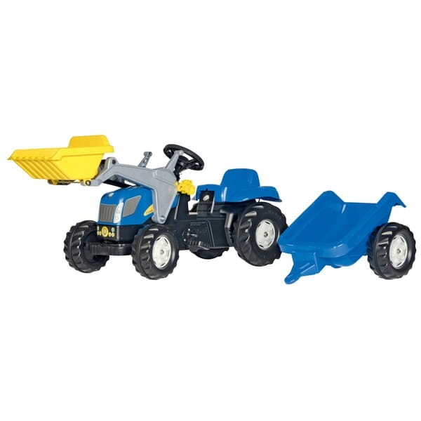 Traktor z napędem na pedały z ładowaczem i przyczepą New Holland wiek od 2.