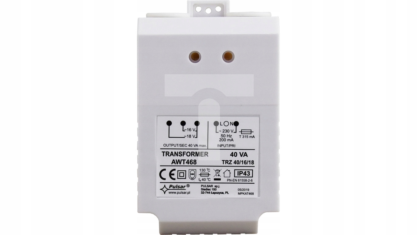 Transformator TRZ 40VA/16V/18V IP43 Pulsar AWT468