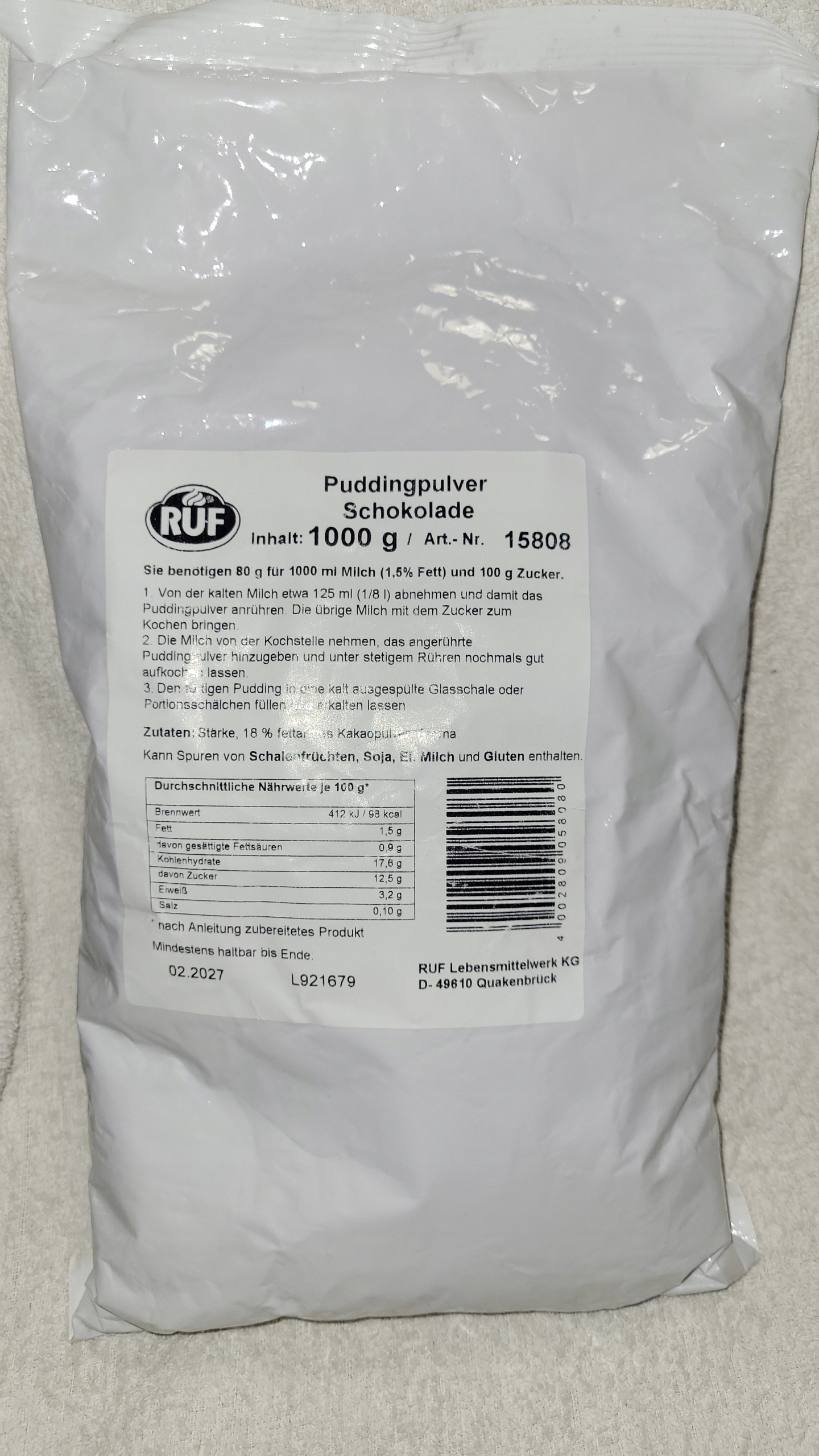 Budyń czekoladowy w proszku 1kg RUF