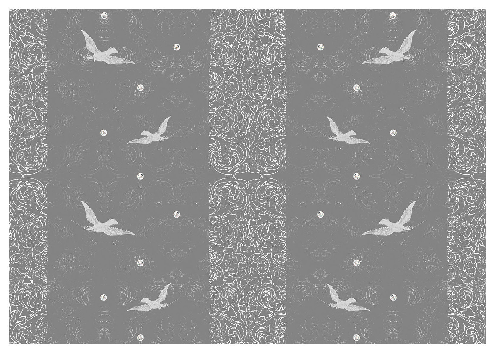 Vliesová fototapeta Monochromatické ptáci Elegance vzoru 416x254 lepidlo