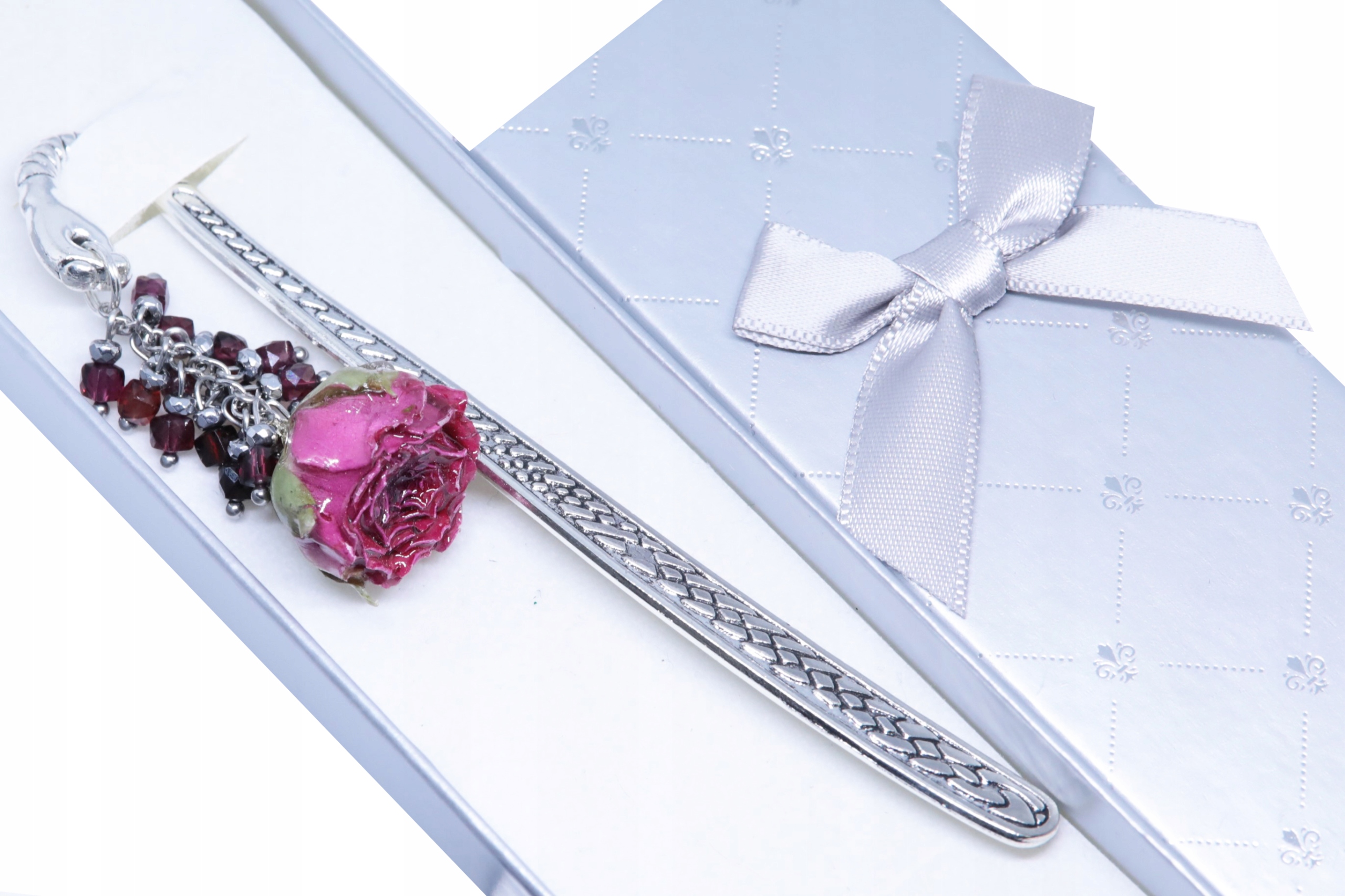 jedinečná Záložka Do Knihy růže Granátová Premium krabička