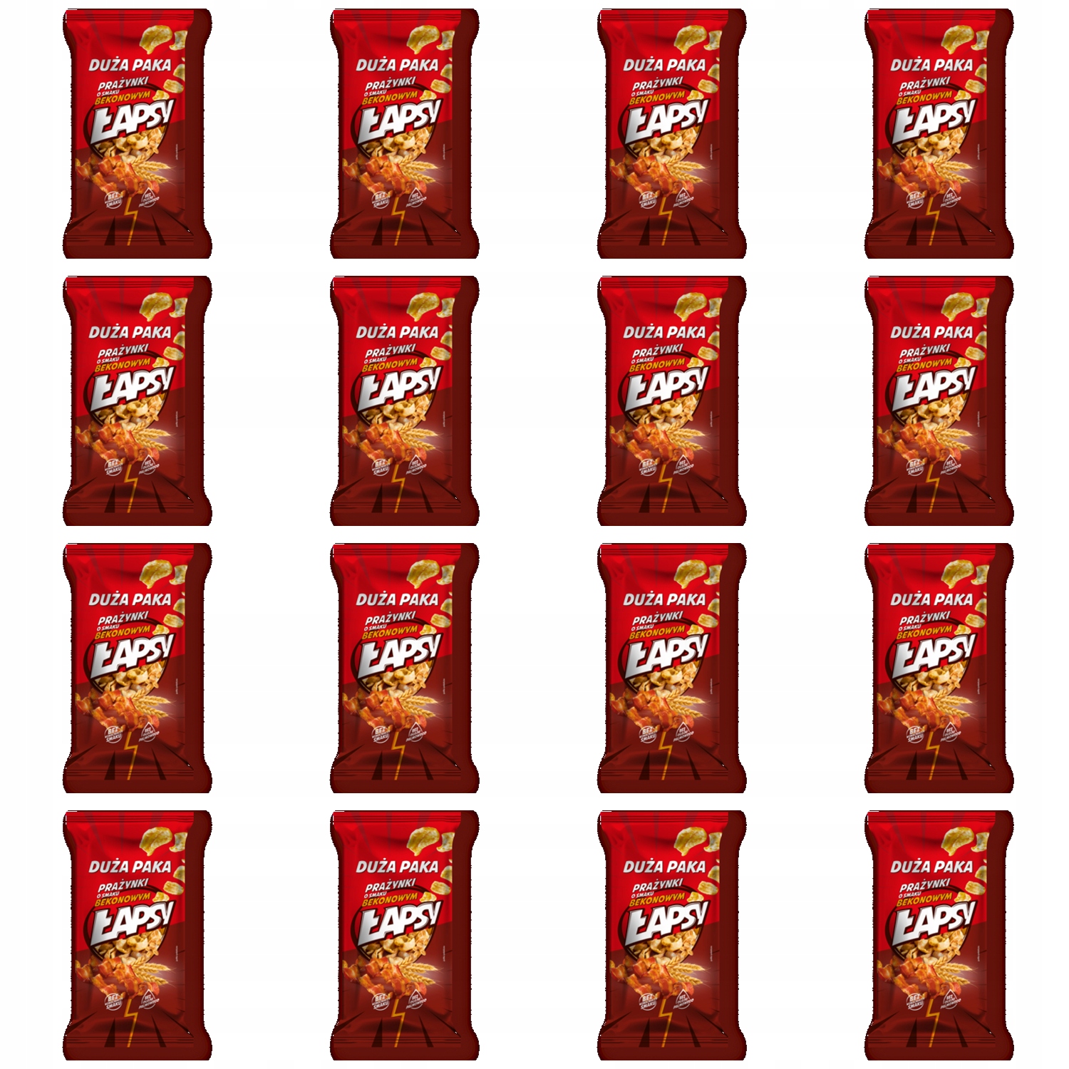 16x 120g Łapsy prażynki bekonowe chrupkiKARTON