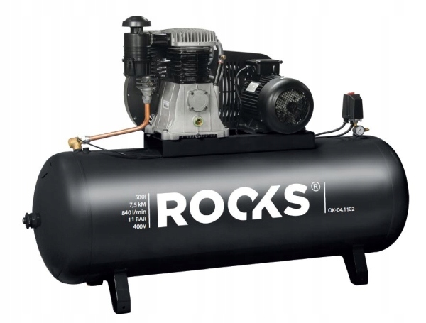 ROOKS KOMPRESOR TŁOKOWY 500 L - 7,5 KM - 840 L/MIN - 11 BAR - 400V