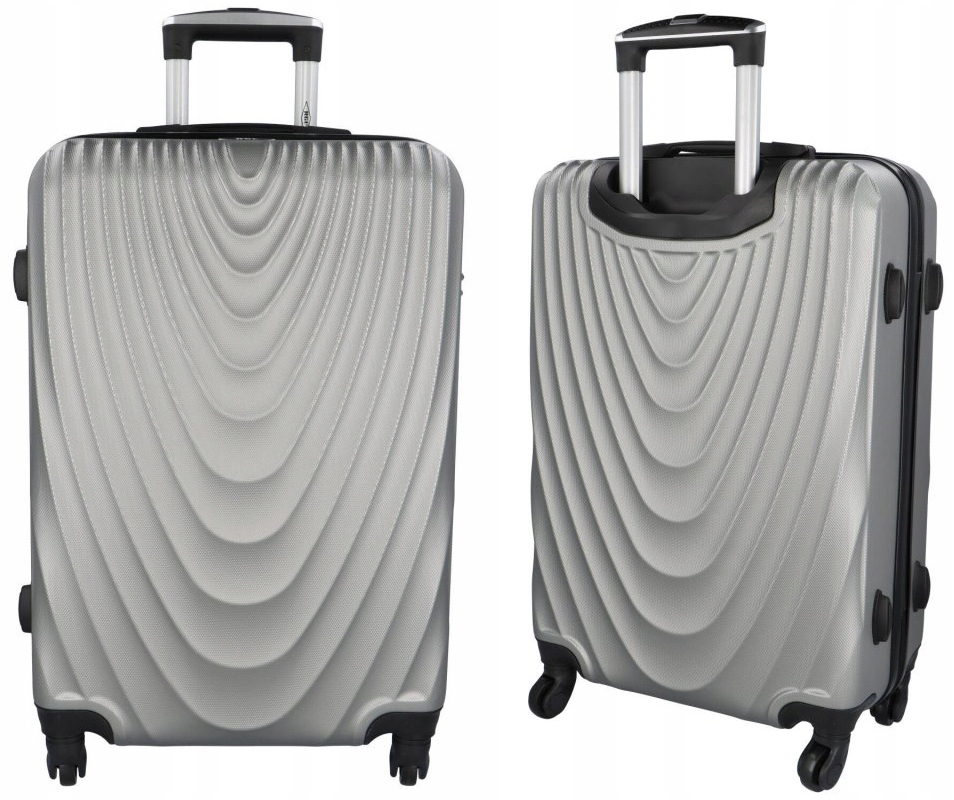Walizka Średnia Bagaż Rejestrowany Na 4 Kółkach Podróżna Abs Szara