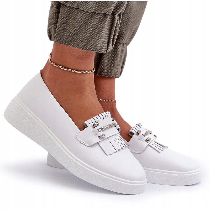 Lehké Dámské Kožené Mokasíny Na Platformě S.barski LR590 Bílé 39