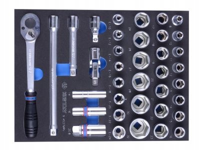 Sada Nástavcov 1/2'' 37-DIELNA Krátka 6-HRANNÁ 8 32 MM S Príslušenstvom, Chróm