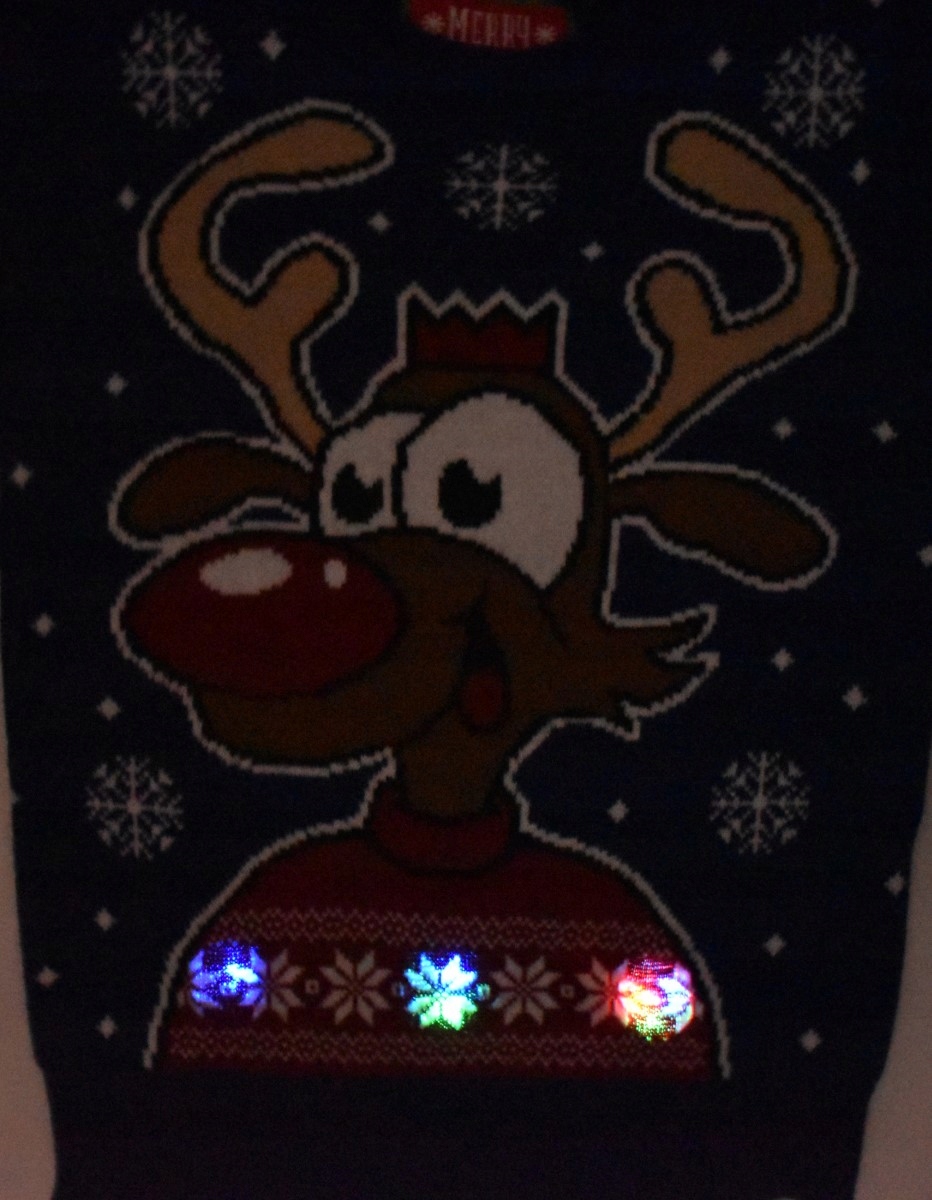 CHŁOPIĘCY SWETER ŚWIĄTECZNY LAMPKI RENIFER 5/6 Rękaw długi rękaw